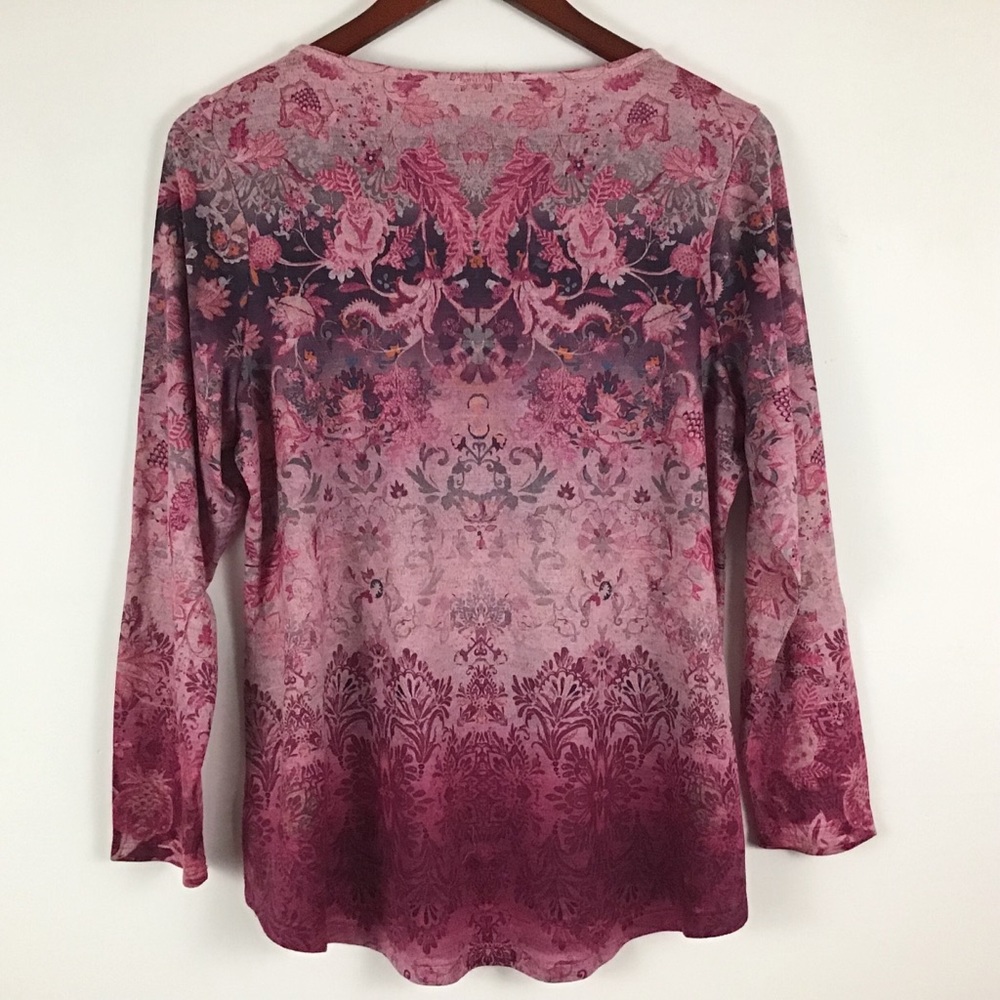 NEW! Style & Co Macy's Plus Pink Studded Printed Top Plus 0X - Picture 3 of 4